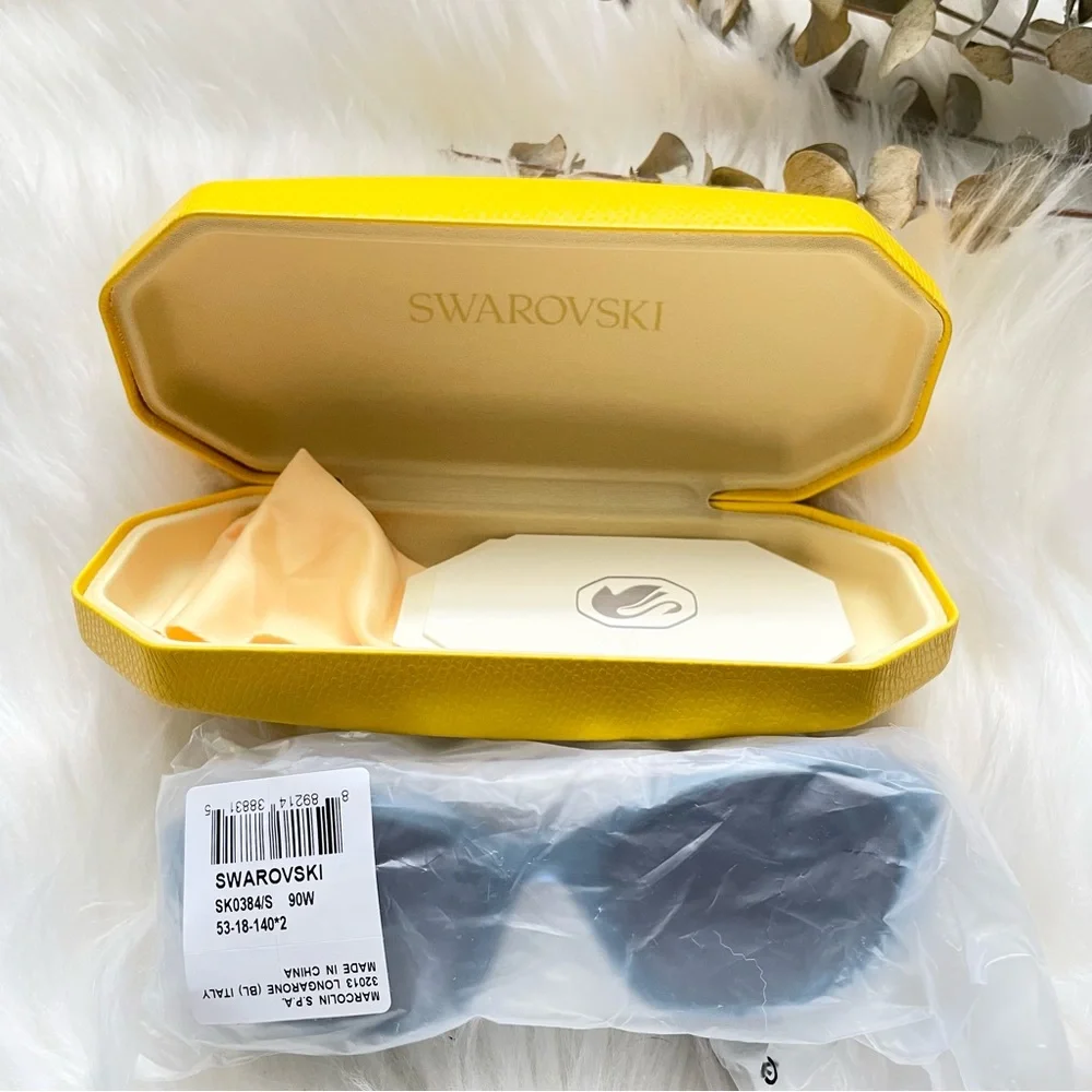 Swarovski Crystal D-Frame Sunglasses Blue 53mm NWT